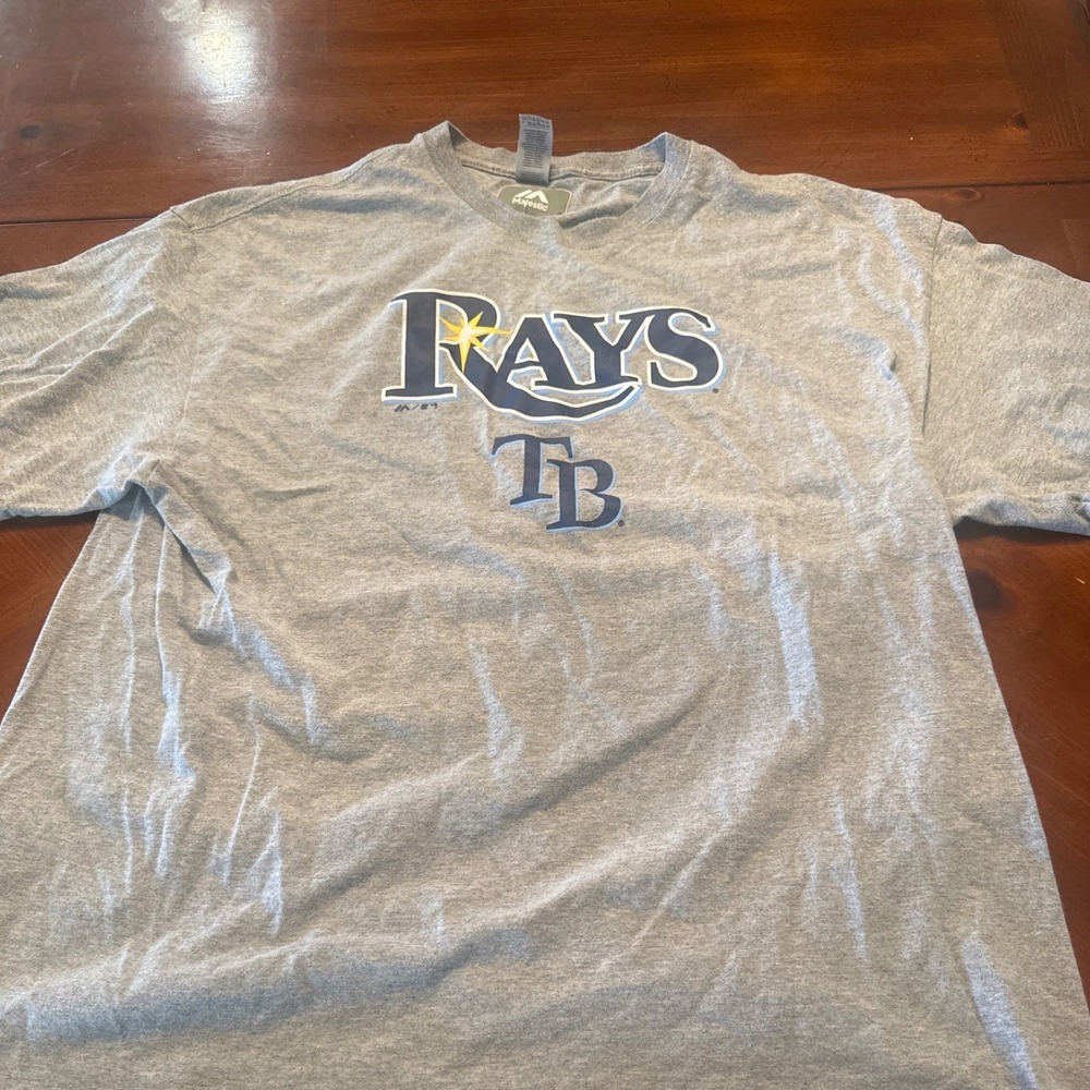 Majestic T-Shirt Mens XL Gray Excellent Tampa Bay Rays MLB Graphic Tee